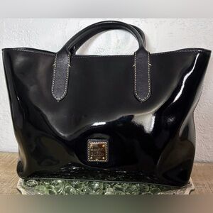 Dooney & Bourke Glossy Black Tote-EUC!